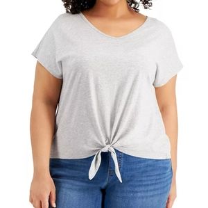 NWT Style & Co Plus Size Tie-Front Gray T-Shirt Size 2x